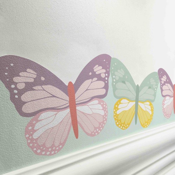 Selbstklebende Bordüre Kinderzimmer „Schmetterlinge” Butterflies Multi – 250 x 12,4 cm