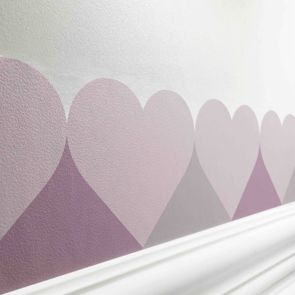 Selbstklebende Bordüre Kinderzimmer „Hearts” Herzen Lavender – 250 x 12,4 cm